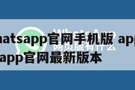 【whatsapp官网手机版 app】whatsapp官网最新版本